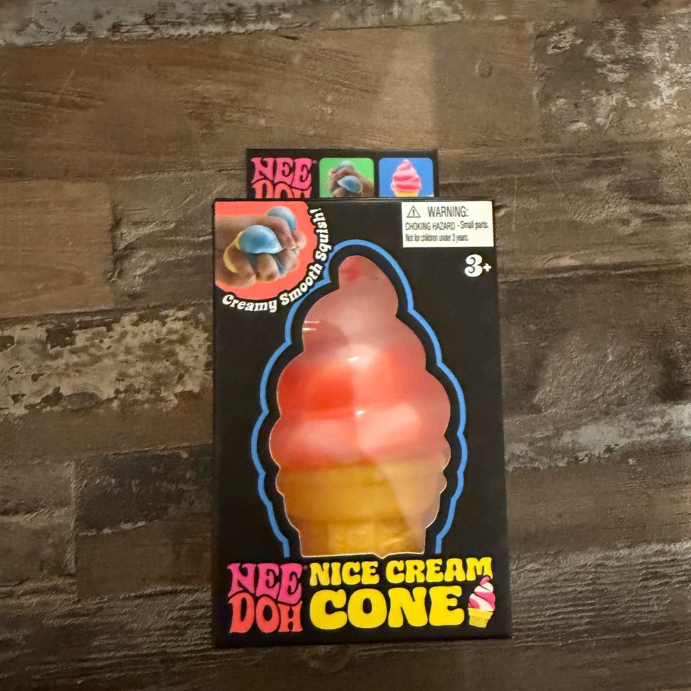 NEW Nee Doh Nice Cream Cone Soft Squishy Toy - Pink & Yellow